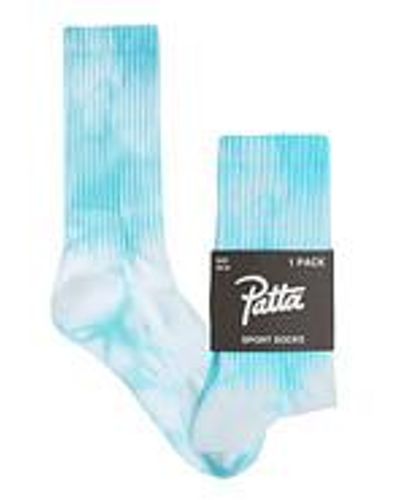 PATTA Tie Dye Script Logo Sport Socks - Blau