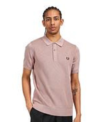 Fred Perry Texture Front Knitted Shirt - Pink