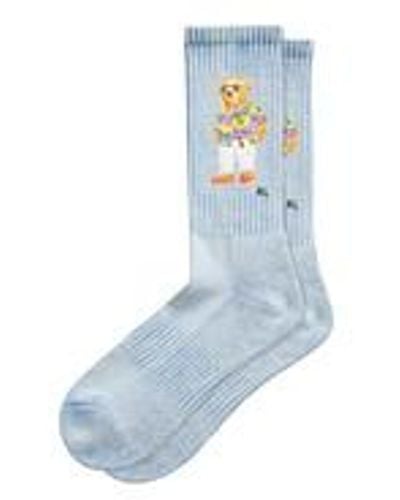 Polo Ralph Lauren Tie Dye Bear Crew Sock - Blau