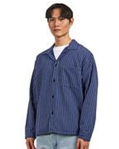 Nudie Jeans Berra Striped Worker Shirt - Blau