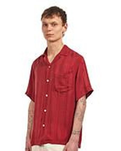 Portuguese Flannel Cupro Stripe Shirt - Rot