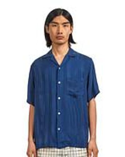 Portuguese Flannel Cupro Stripe Shirt - Blau
