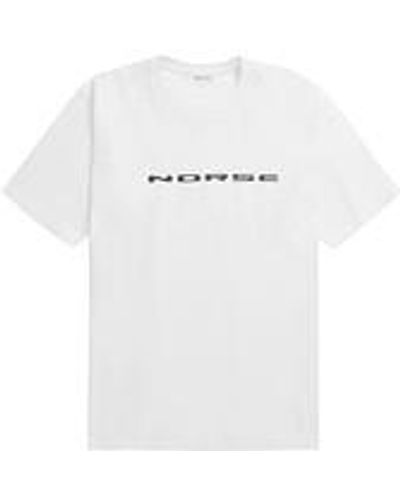 Norse Projects Simon Loose Organic Brush Bevel Logo T-Shirt - Weiß