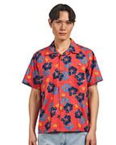 Nudie Jeans Arthur Flower Hawaii Shirt - Rot