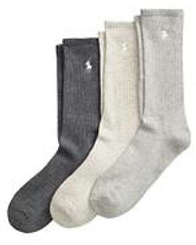 Polo Ralph Lauren Cotton-Blend Crew Sock 3-Pack - Grau
