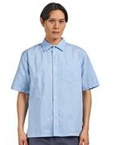 Norse Projects Ivan Relaxed Cotton Linen SS Shirt - Blau