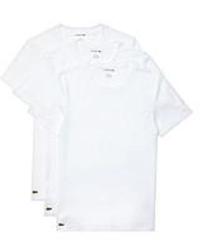 Lacoste Pack of 3 Essentials Basic Crew Shirt - Weiß