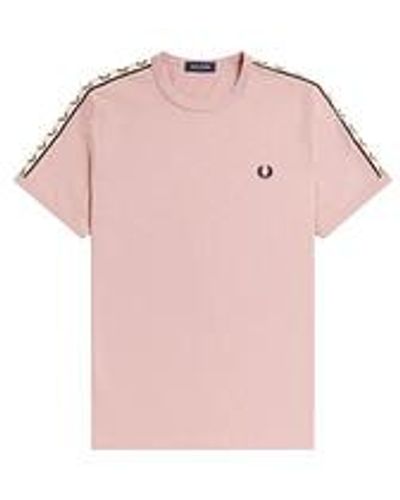 Fred Perry Contrast Tape Ringer T-Shirt - Pink