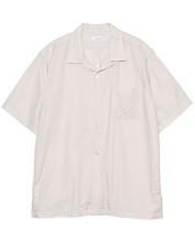 Nanamica Open Collar Panama S/S Shirt - Weiß