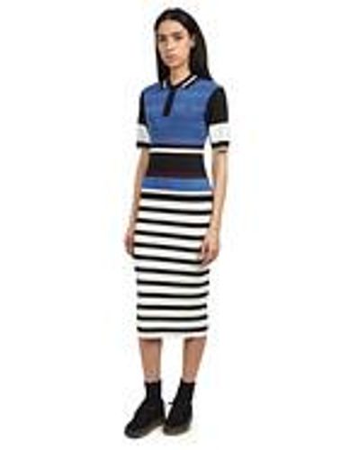 Fred Perry Jacquard Knitted Stripe Dress - Blau