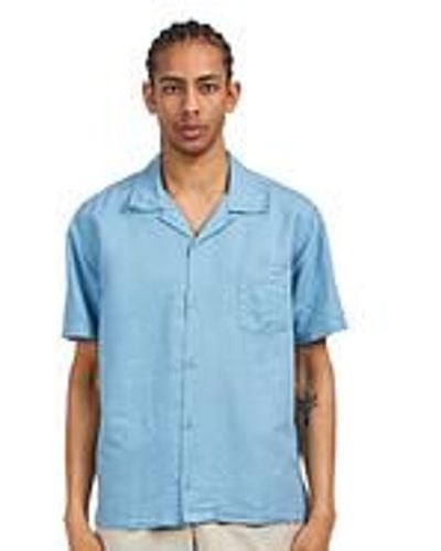 COLORFUL STANDARD Linen Short Sleeved Shirt - Blau