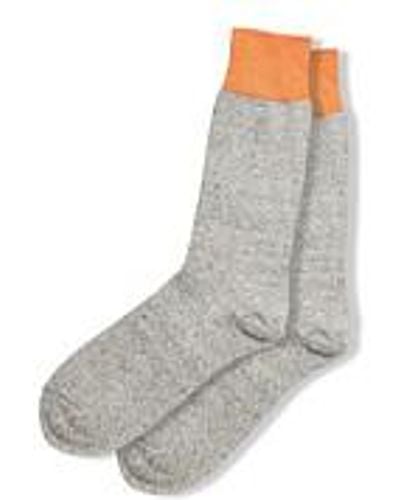 RoToTo Double Face Crew Socks "Silk & Cotton" - Grau