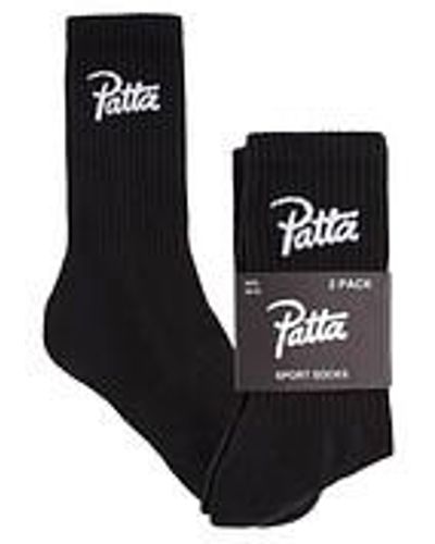 PATTA Script Logo Sport Socks (2-Pack) - Schwarz