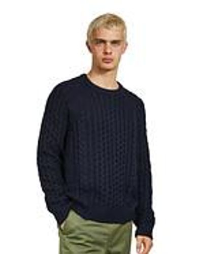 Patagonia Recycled Wool Cable Knit Crewneck Sweater - Blau