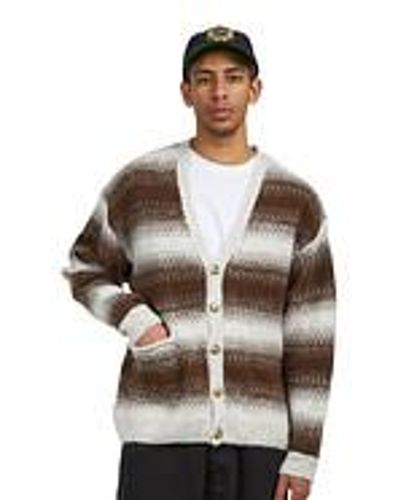 Pop Trading Co. Striped Knitted Cardigan - Braun