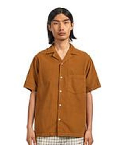 Portuguese Flannel Cord Camp Collar Shirt - Braun