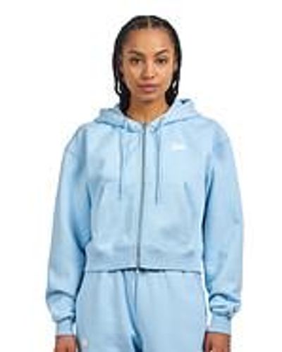 PATTA Femme Basic Crop Zip Up Hooded Sweater - Blau