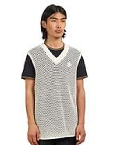 Fred Perry Lace V Neck Sleeveless Jumper - Natur
