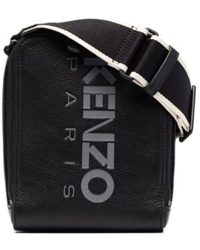 KENZO Leather Shoulder Bag With Logo - Black