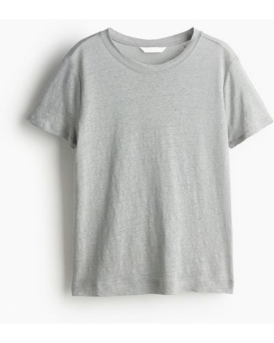 H&M T-Shirt aus Leinen - Grau