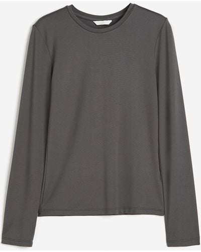 H&M Top à manches longues en microfibre - Gris