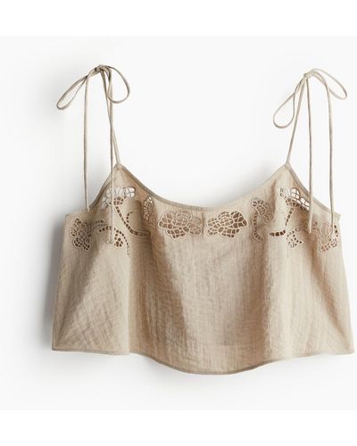 H&M Strandtop mit Broderie Anglaise - Natur