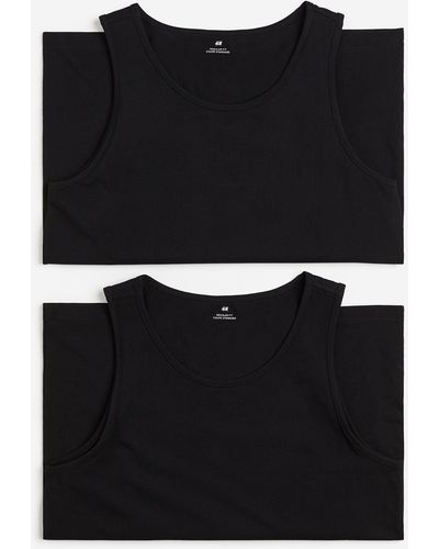 H&M 2er-Pack Tanktops Regular Fit - Schwarz