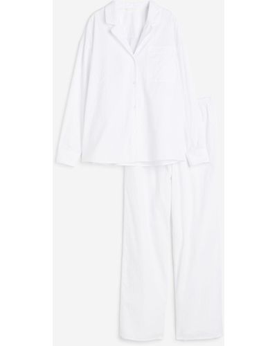 H&M Pyjama en tissu jacquard - Blanc