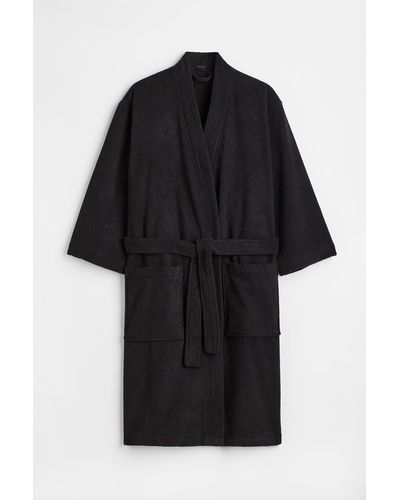 H&M Bademantel aus Frottee - Schwarz