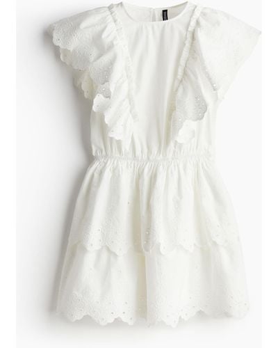 H&M Baumwollkleid mit Volants - Weiß