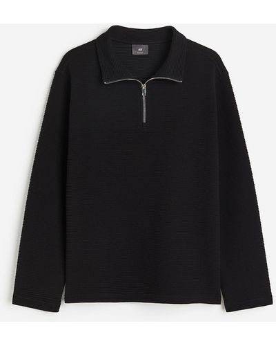 H&M Sweatshirt mit Zipper in Regular Fit - Schwarz
