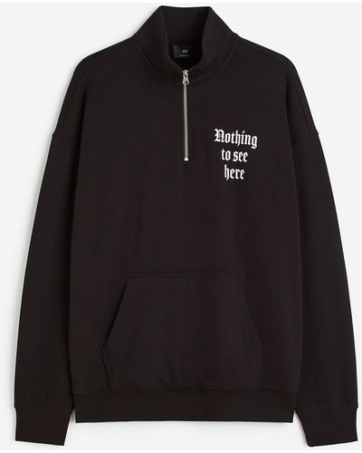 H&M Oversized Sweatshirt mit Zipper - Schwarz