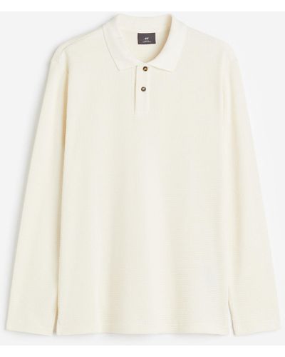 H&M Poloshirt mit Waffelmuster in Slim Fit - Weiß