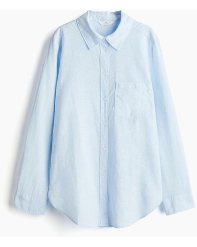 H&M Overhemdblouse Van Linnenmix - Blauw