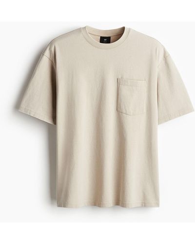 H&M T-shirt gaufré Loose Fit - Neutre