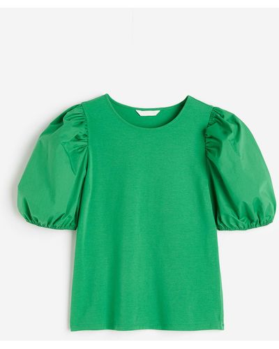 H&M Shirt mit Puffärmeln - Grün