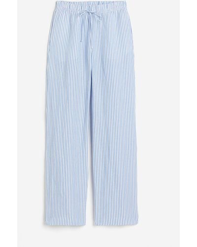H&M Pantalon en lin mélangé avec taille élastique - Bleu