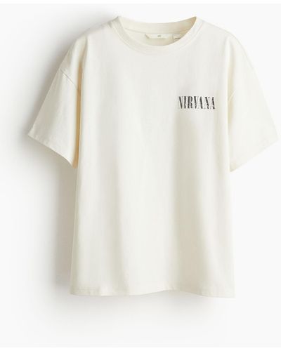 H&M Oversize-T-Shirt mit Druck - Weiß