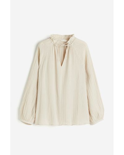 H&M Mousseline Popover-blouse - Wit