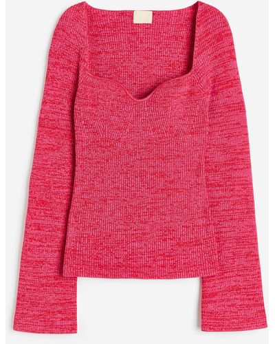 H&M Pullover in Rippstrick - Pink