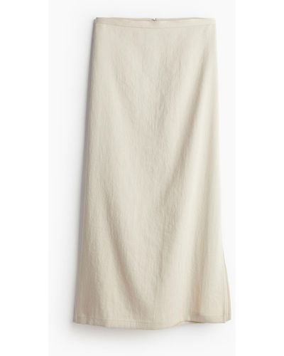 H&M Säulenjupe aus Twill - Weiß