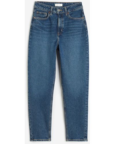 H&M Slim Mom High Ankle Jeans - Bleu