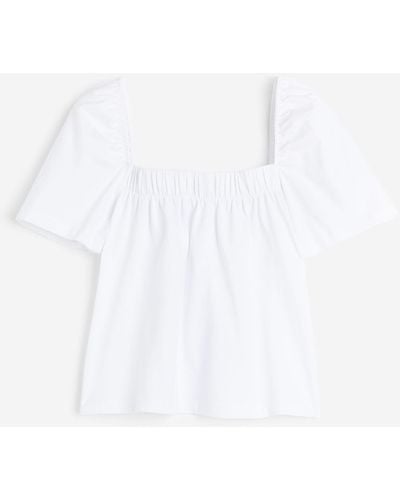 H&M Shirt mit eckigem Ausschnitt - Weiß