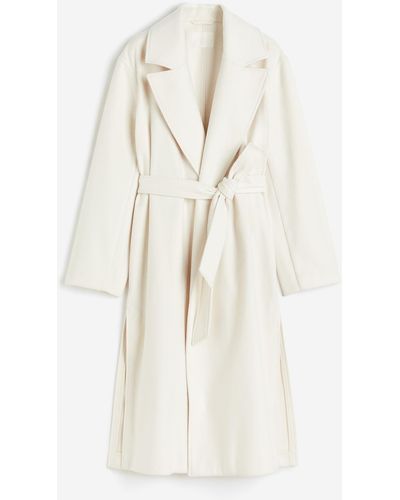 H&M Manteau avec ceinture à nouer - Blanc
