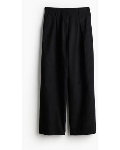 H&M Pantalon large en lin mélangé - Noir