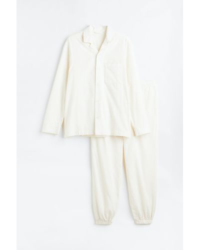 H&M Flanellen Pyjama - Wit
