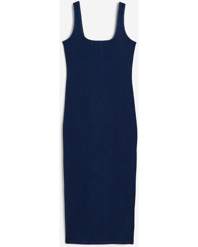 H&M Indigo Knit Modern Midi Dress - Blau