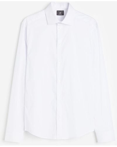 H&M Stretchiges Hemd in Slim Fit - Weiß