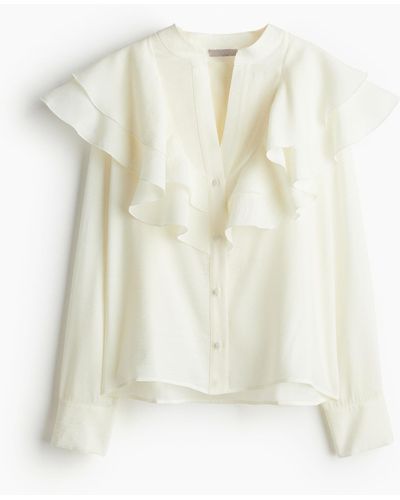 H&M Bluse mit Volants - Weiß