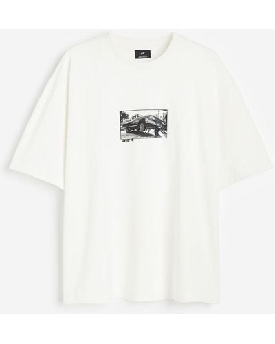 H&M T-shirt imprimé Oversized Fit - Blanc